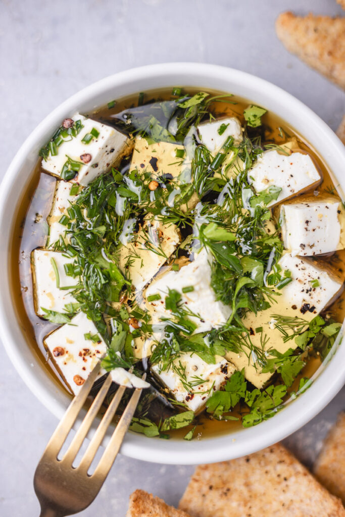 Marinated Feta Cheese with Garlic Infused Oil
