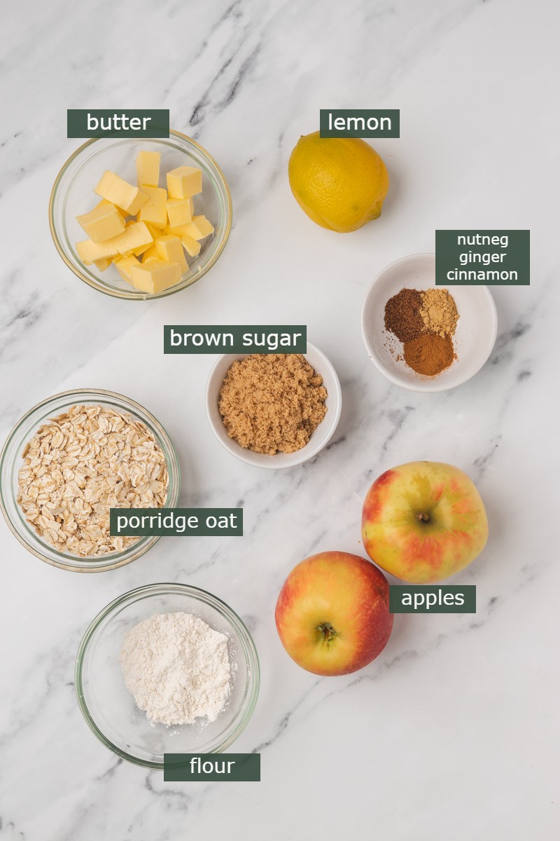 ingredients to make baked apples on a counter.
