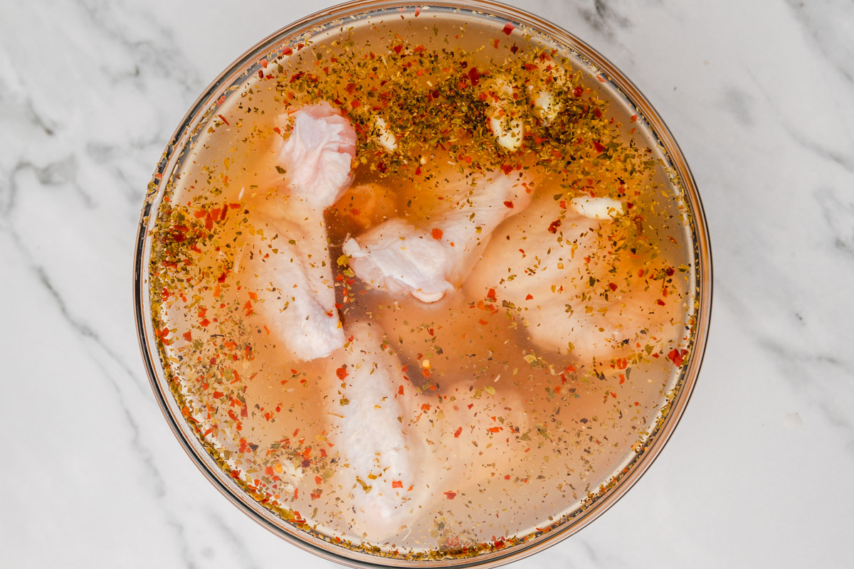 chicken wings in a brine soultion.